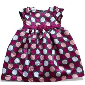 Toddler Girls Park Bench Kids Polka Dot Sateene Dress - Sz 4T